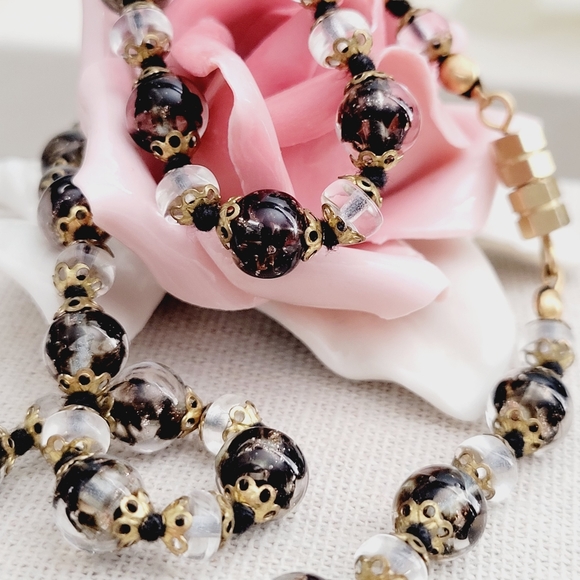VINTAGE Murano Glass bead gold tone necklace - Picture 7 of 7